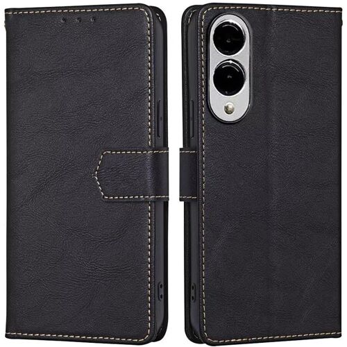 SJZG-Coque Pour Samsung Galaxy S25 Edge (6.7"" Inches), Coque Etui Protection Housse Premium En Cuir Pu - Le Noir