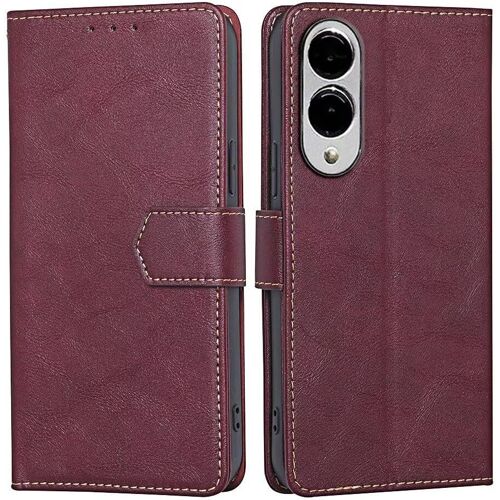 SJZG-Coque Pour Samsung Galaxy S25 Edge (6.7"" Inches), Coque Etui Protection Housse Premium En Cuir Pu - Rouge