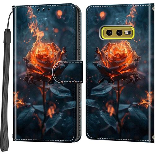 SJZG-Etui Coque Pour Samsung Galaxy S10E, [Fermeture Magnetique À Rabat] [Housse Portefeuille En Cuir Pu] [Multifonctionnel] (Roses)