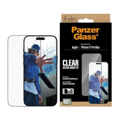 PanzerGlass Protection d'écran Ultra-Wide Fit Anti-bactérienne avec applicateur iPhone 17 Pro Max