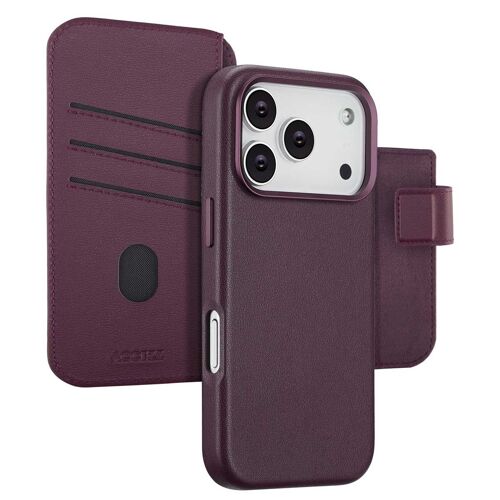Accezz Étui de téléphone portefeuille en cuir 2-en-1 avec MagSafe iPhone 17 Pro Heath Purple