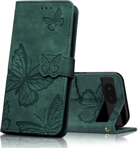 SJZG-Coque Pour Google Pixel 6A, Housse En Cuir Pu Etui À Rabat,Magnétique Pochette Portefeuille Étui De Protection Pour Google Pixel 6A, Verde