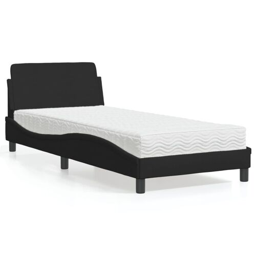 vidaXL Lit avec matelas noir 90x190 cm tissu