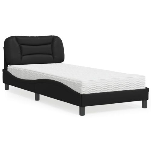 vidaXL Lit avec matelas noir 80x200 cm similicuir