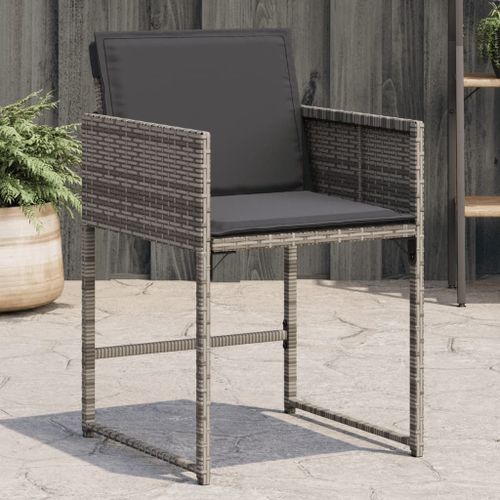 Vidaxl Chaises De Jardin Avec Coussins Lot De 4 Gris Résine Tressée