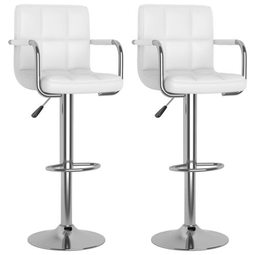 vidaXL Tabourets de bar 2 pcs Blanc Similicuir