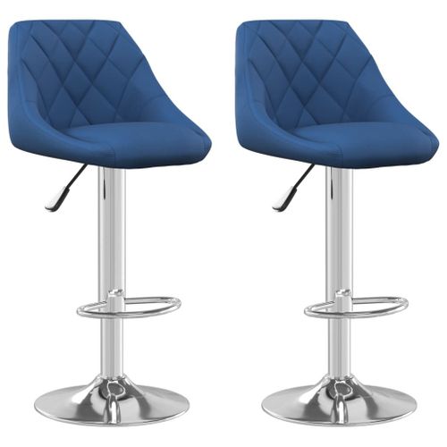 Vidaxl Tabourets De Bar 2 Pcs Bleu Velours