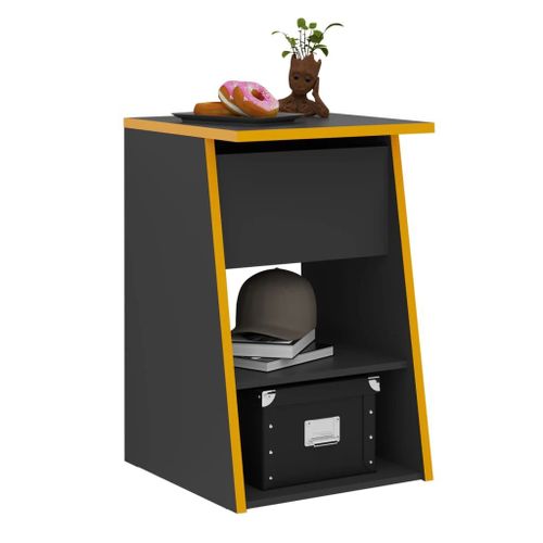 Table D'appoint Gamer 49,4x50x77,7 Cm Anthracite Et Orange