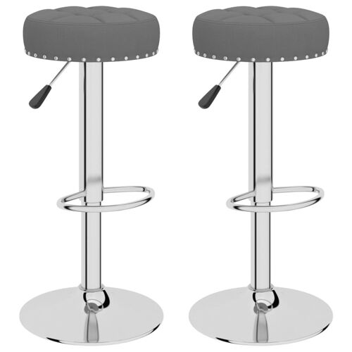 Vidaxl Tabourets De Bar 2 Pcs Gris Foncé Tissu