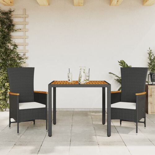 Vidaxl Ensemble À Manger De Jardin Avec Coussins 3 Pcs Noir
