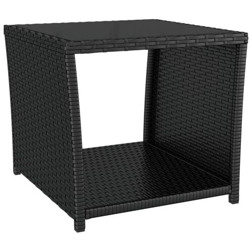 Vidaxl Table À Thé Dessus En Verre Noir Résine Tressée Verre Trempé