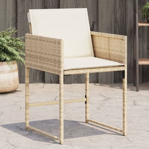 Vidaxl Chaises De Jardin Avec Coussins Lot De 4 Beige Résine Tressée