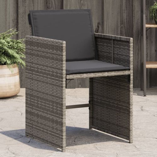 Vidaxl Chaises De Jardin Avec Coussins Lot De 4 Gris Résine Tressée