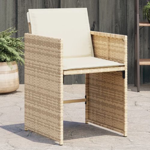 Vidaxl Chaises De Jardin Avec Coussins Lot De 4 Beige Résine Tressée