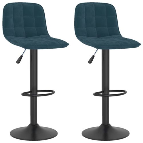 Vidaxl Tabourets De Bar Lot De 2 Bleu Velours