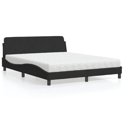 vidaXL Lit avec matelas noir 160x200 cm velours