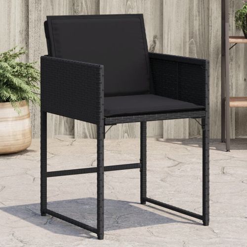 Vidaxl Chaises De Jardin Lot De 4 Avec Coussins Noir Résine Tressée