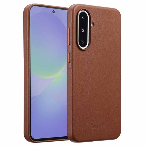 Accezz Coque arrière en cuir avec MagSafe Samsung Galaxy A36 / A56 Marron café