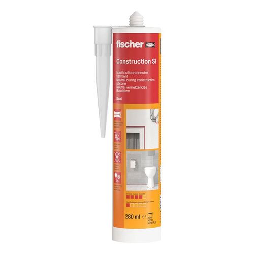 CARTOUCHE DE MASTIC SILICONE POUR LE BÂTIMENT SI 280 ML TRANSPARENT FISCHER 94417