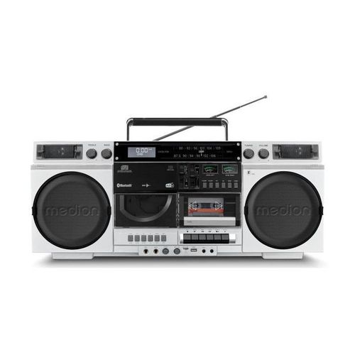 GHETTO BLASTER - MEDION - VINTAGE - DAB+ - CD/CASSETTE/USB/MP3 - 2X10W RMS - SILVER