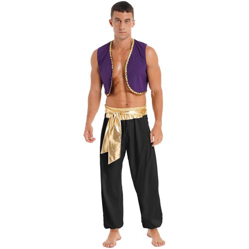 Costume De Prince Arabe Aladin Pour Homme,Déguisement Cosplay,Gilet,Pantalon Sarouel Trempé,Ixà Thème D'halloween,Tenues D'anterie De Carnaval