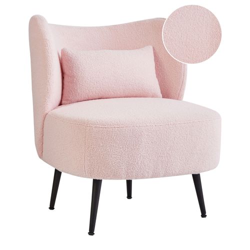 Fauteuil Otsby Ii Bouclé Rose Pastel