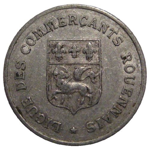 Pièce De Monnaie De Collection , De Nécéssite , Chambre De Commerce : 10 Centimes , Rouen 1920 , Ligue Des Commerçants Rouennais , En Aluminium,