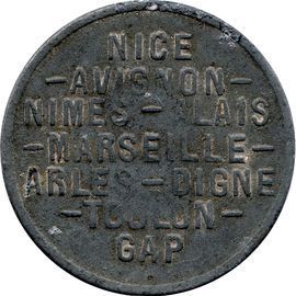 Pièce De Monnaie De Collection Monnaie De Nécéssité, Chambre De Commerce Jeton De Commerce De 1918 - 5 Centimes - Région Provençale -  Nice Avignon Nimes Alais Marseille Arles Digne Toulon Gap En Zinc