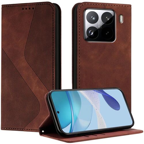 SJZG-Coque Pour Xiaomi Mi 15S Pro, Etui Mi 15S Pro Cuir, Pu Cuir Portefeuille Housse Et Magnétique Flip Pochette Étui À Rabat Protection Case Avec Antichoc Tpu Housse (Marron)