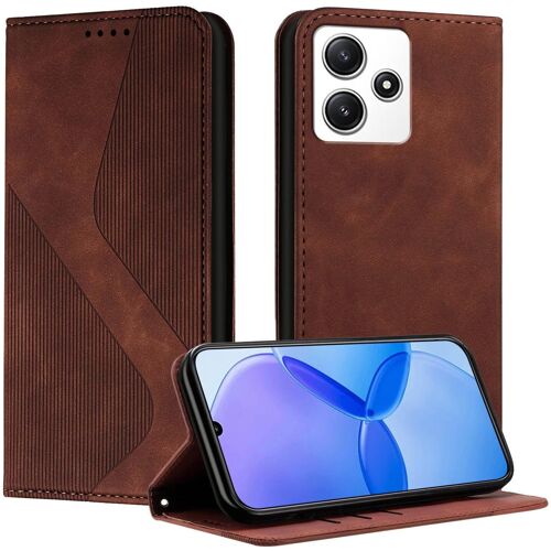 SJZG-Coque Pour Xiaomi Redmi 12 4G, Etui Redmi 12 4G Cuir, Pu Cuir Portefeuille Housse Et Magnétique Flip Pochette Étui À Rabat Protection Case Avec Antichoc Tpu Housse (Marron)