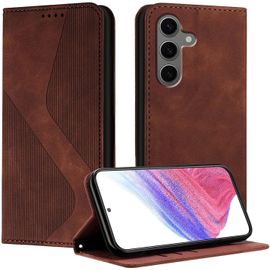 Sjzg-Coque Pour Samsung Galaxy S25 Plus, Etui Samsung S25 Plus Cuir, Pu Cuir Portefeuille Housse Et Magnétique Flip Pochette Étui À Rabat Protection Case Avec Antichoc Tpu Housse (Marron)