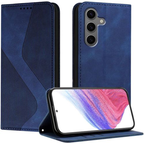 Sjzg-Coque Pour Samsung Galaxy S25 Plus, Etui Samsung S25 Plus Cuir, Pu Cuir Portefeuille Housse Et Magnétique Flip Pochette Étui À Rabat Protection Case Avec Antichoc Tpu Housse (Bleu)