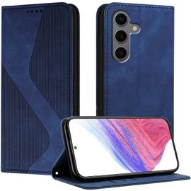 Sjzg-Coque Pour Samsung Galaxy S25 Plus, Etui Samsung S25 Plus Cuir, Pu Cuir Portefeuille Housse Et Magnétique Flip Pochette Étui À Rabat Protection Case Avec Antichoc Tpu Housse (Bleu)