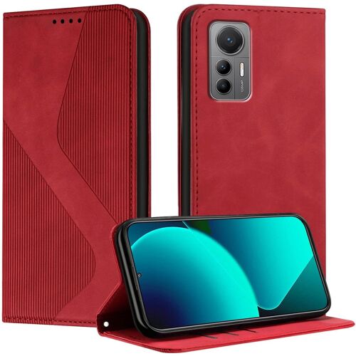 SJZG-Coque Pour Xiaomi Mi 12 Lite, Etui Mi 12 Lite Cuir, Pu Cuir Portefeuille Housse Et Magnétique Flip Pochette Étui À Rabat Protection Case Avec Antichoc Tpu Housse (Rouge)