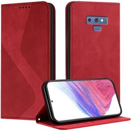 Sjzg-Coque Pour Samsung Galaxy Note 9, Etui Samsung Note 9 Cuir, Pu Cuir Portefeuille Housse Et Magnétique Flip Pochette Étui À Rabat Protection Case Avec Antichoc Tpu Housse (Rouge)