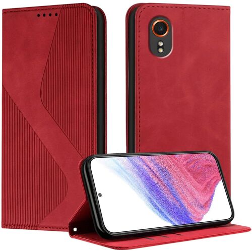 SJZG-Coque Pour Samsung Galaxy Xcover 7 5G, Etui Samsung Xcover 7 5G Cuir, Pu Cuir Portefeuille Housse Et Magnétique Flip Pochette Étui À Rabat Protection Case Avec Antichoc Tpu Housse (Rouge)