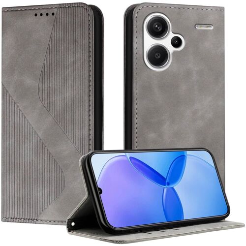 SJZG-Coque Pour Redmi Note 13 Pro Plus 5G, Etui Redmi Note 13 Pro+ 5G Cuir, Pu Cuir Portefeuille Housse Et Magnétique Flip Pochette Étui À Rabat Protection Case Avec Antichoc Tpu Housse (Gris)
