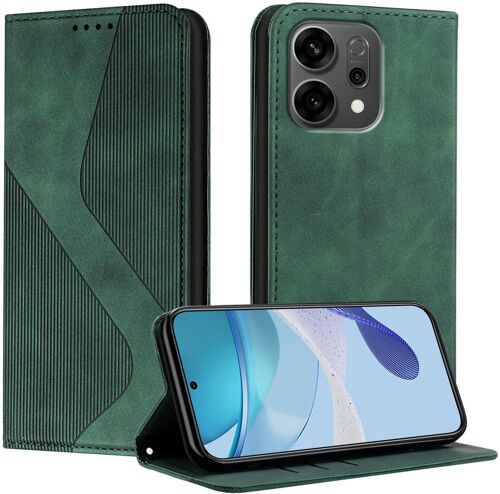 SJZG-Coque Pour Oppo Reno 14 F (Reno14 F), Etui Oppo Reno14 F Cuir, Pu Cuir Portefeuille Housse Et Magnétique Flip Pochette Étui À Rabat Protection Case Avec Antichoc Tpu Housse (Vert)