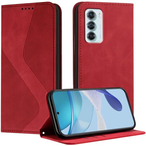 SJZG-Coque Pour Motorola Moto G200 5G/Edge S30, Etui Moto Edge S30 Cuir, Pu Cuir Portefeuille Housse Et Magnétique Flip Pochette Étui À Rabat Protection Case Avec Antichoc Tpu Housse (Rouge)