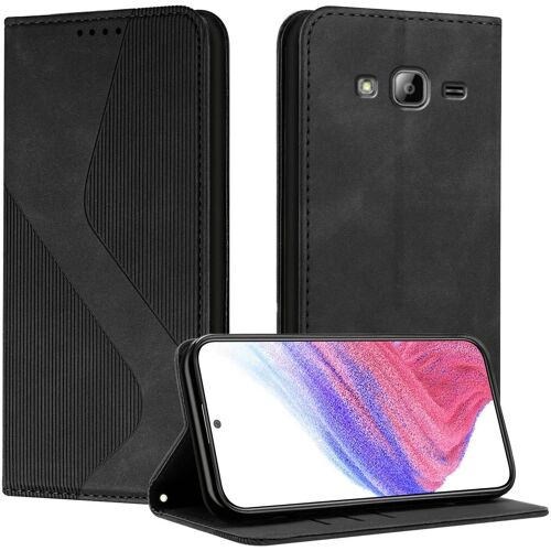 SJZG-Coque Pour Samsung Galaxy J310 / J3 2016, Etui Samsung J3 2016 Cuir, Pu Cuir Portefeuille Housse Et Magnétique Flip Pochette Étui À Rabat Protection Case Avec Antichoc Tpu Housse (Noir)