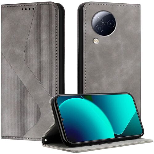 SJZG-Coque Pour Xiaomi Mi Civi 3, Etui Mi Civi 3 Cuir, Pu Cuir Portefeuille Housse Et Magnétique Flip Pochette Étui À Rabat Protection Case Avec Antichoc Tpu Housse (Gris)