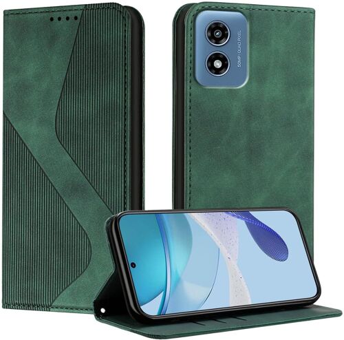 SJZG-Coque Pour Motorola Moto G Play 4G 2024, Etui Moto G Play 4G 2024 Cuir, Pu Cuir Portefeuille Housse Et Magnétique Flip Pochette Étui À Rabat Protection Case Avec Antichoc Tpu Housse (Vert)