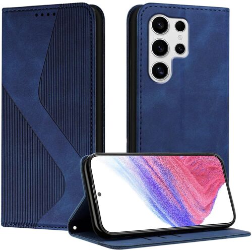 SJZG-Coque Pour Samsung Galaxy S25 Ultra, Etui Samsung S25 Ultra Cuir, Pu Cuir Portefeuille Housse Et Magnétique Flip Pochette Étui À Rabat Protection Case Avec Antichoc Tpu Housse (Bleu)