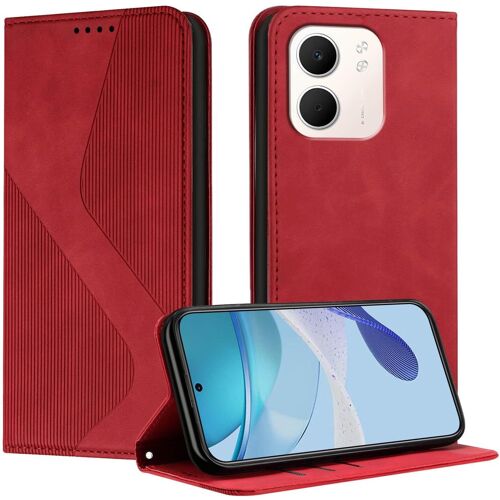 SJZG-Coque Pour Oppo A5X, Etui Oppo A5X Cuir, Pu Cuir Portefeuille Housse Et Magnétique Flip Pochette Étui À Rabat Protection Case Avec Antichoc Tpu Housse (Rouge)