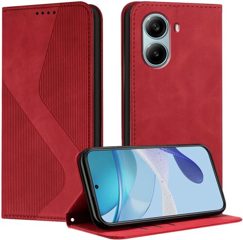 SJZG-Coque Pour Xiaomi Redmi Turbo 4 Pro, Etui Redmi Turbo 4 Pro Cuir, Pu Cuir Portefeuille Housse Et Magnétique Flip Pochette Étui À Rabat Protection Case Avec Antichoc Tpu Housse (Rouge)