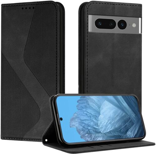 SJZG-Coque Pour Google Pixel 7 Pro, Etui Googlel 7 Pro Cuir, Pu Cuir Portefeuille Housse Et Magnétique Flip Pochette Étui À Rabat Protection Case Avec Antichoc Tpu Housse (Noir)