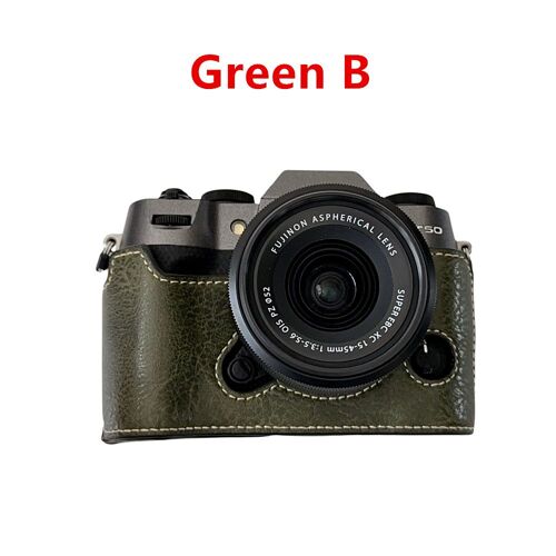 Demi-étui pour appareil photo en PU XT50,Base de corps,sac de protection en cuir synthétique comme trépied,plaque rapide pour appareil photo Fujifilm X-T50 Fuji xt50 - Type Green B