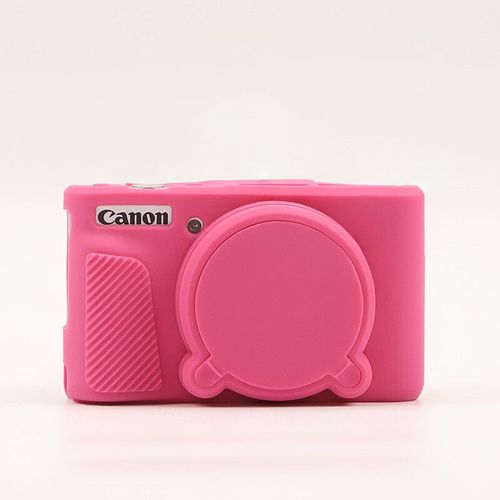 Housse de protection en Silicone souple pour appareil photo Canon PowerShot SX740 HS SX740HS,étui de protection avec protecteur d'objectif - Type Hot Pink