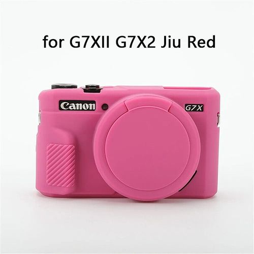 Étui de corps d'appareil photo en caoutchouc de Silicone souple pour Canon G7X Mark II III G7XII G7X2 G7XIII G7X3,couvercle antichoc,capuchon d'objectif de protection - Type for G7X2 Jiu Red
