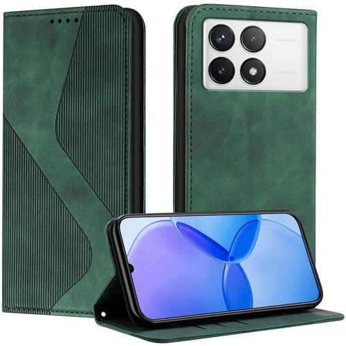 SJZG-Coque Pour Xiaomi Redmi K70 Pro 5G / K70 5G, Etui Redmi K70 Cuir, Pu Cuir Portefeuille Housse Et Magnétique Flip Pochette Étui À Rabat Protection Case Avec Antichoc Tpu Housse (Vert)